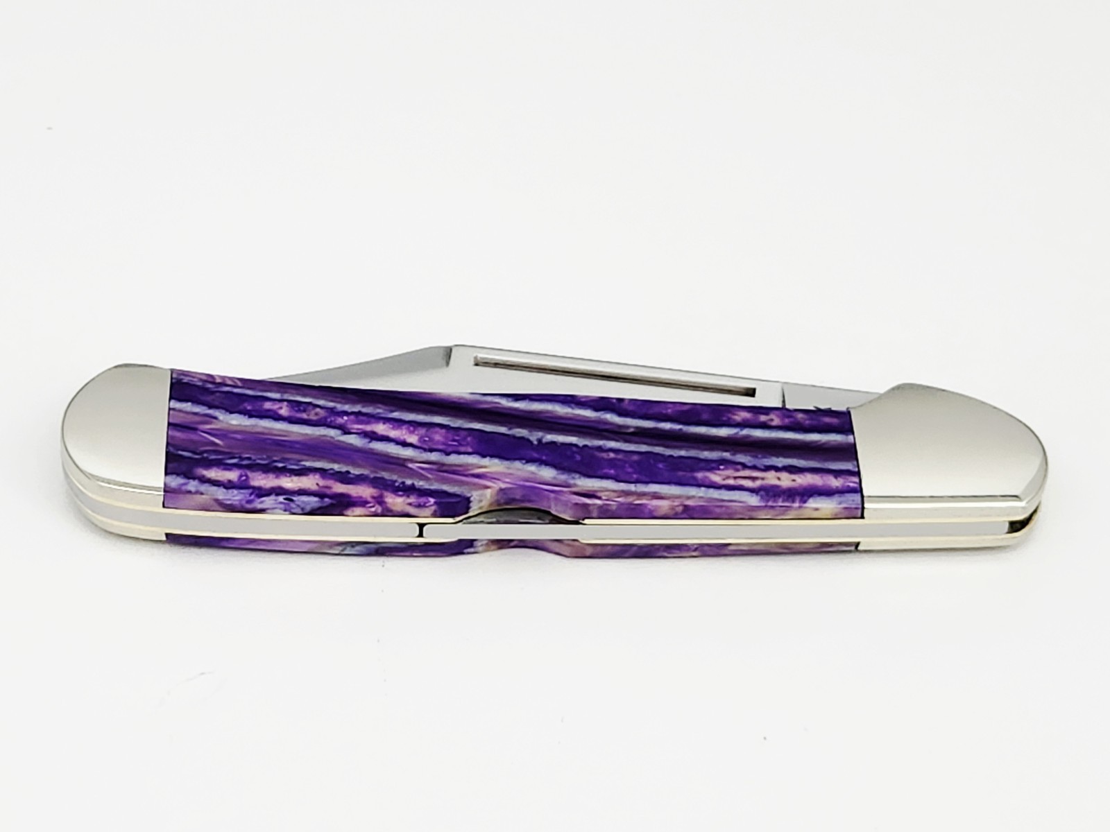 2025 Case XX USA SS Large Copperlock Knife 4 1/4″ Exotic Purple Bone Handles