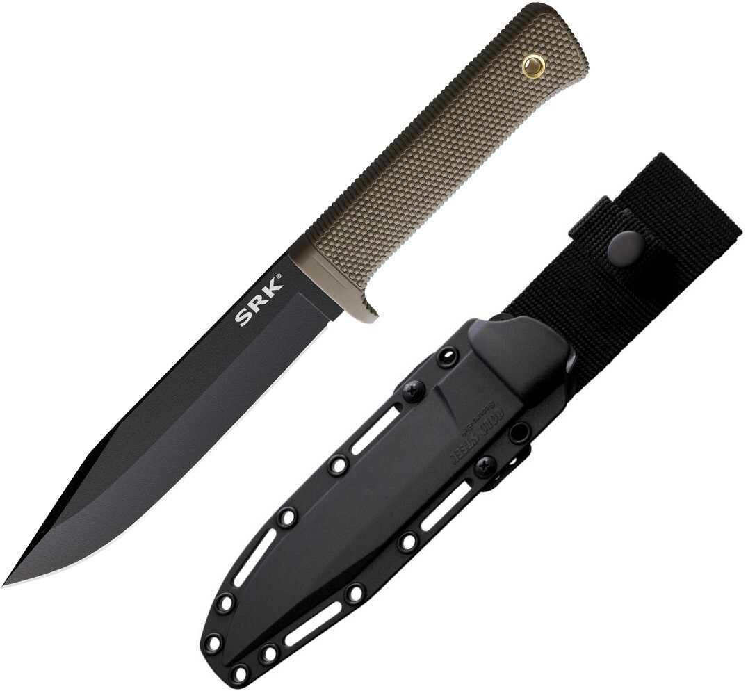 Cold Steel SRK Fixed Knife 6″ SK-5 Carbon Steel Blade Dark Earth Kray-Ex Handle
