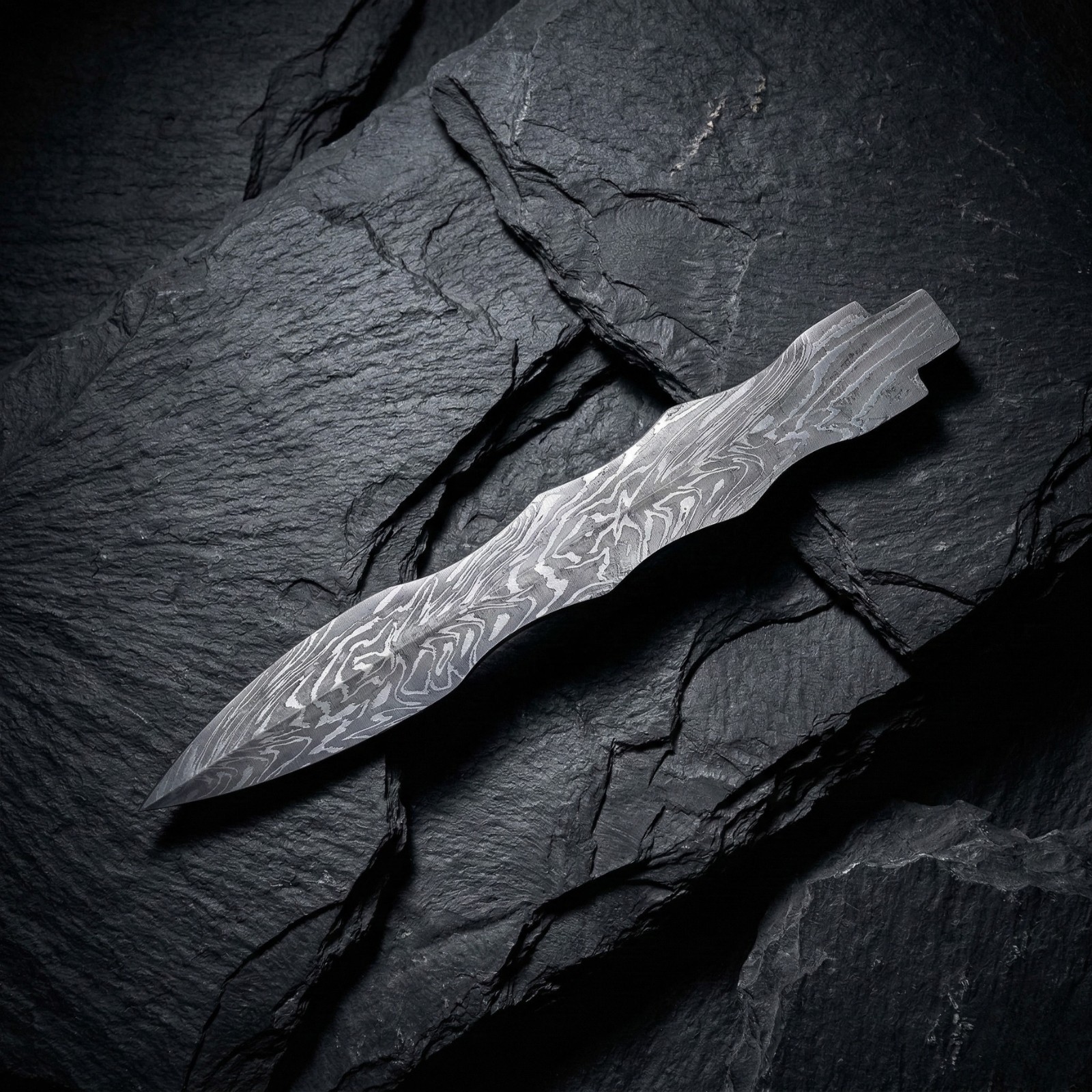 11″ Hand Forged Damascus Steel Wavy Dagger Blank Blade Knife Making Bushcraft