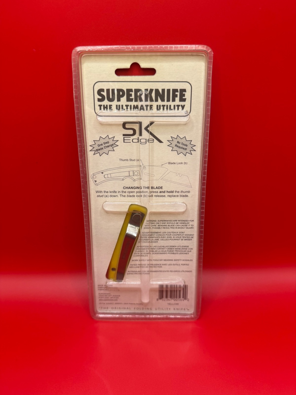Superknife SK Edge Folding Utility Knife NIB Yellow Rubberized China