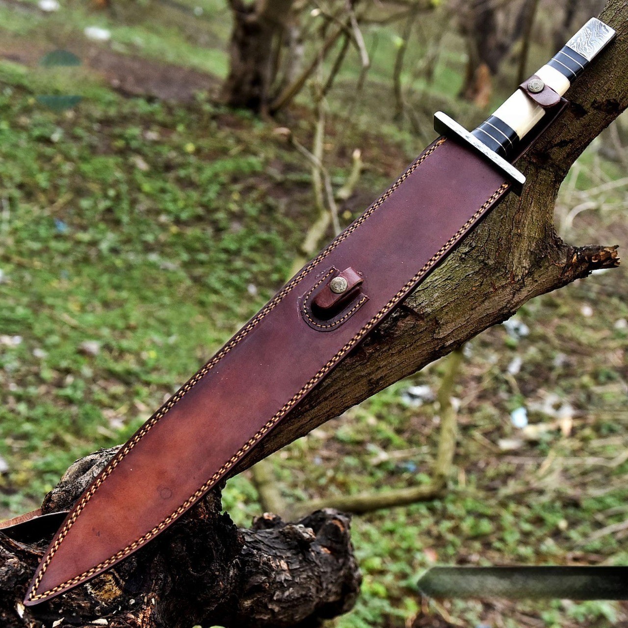 Hand Forged Damascus Steel Battle Ready Viking Sword With Sheath, Medieval Style