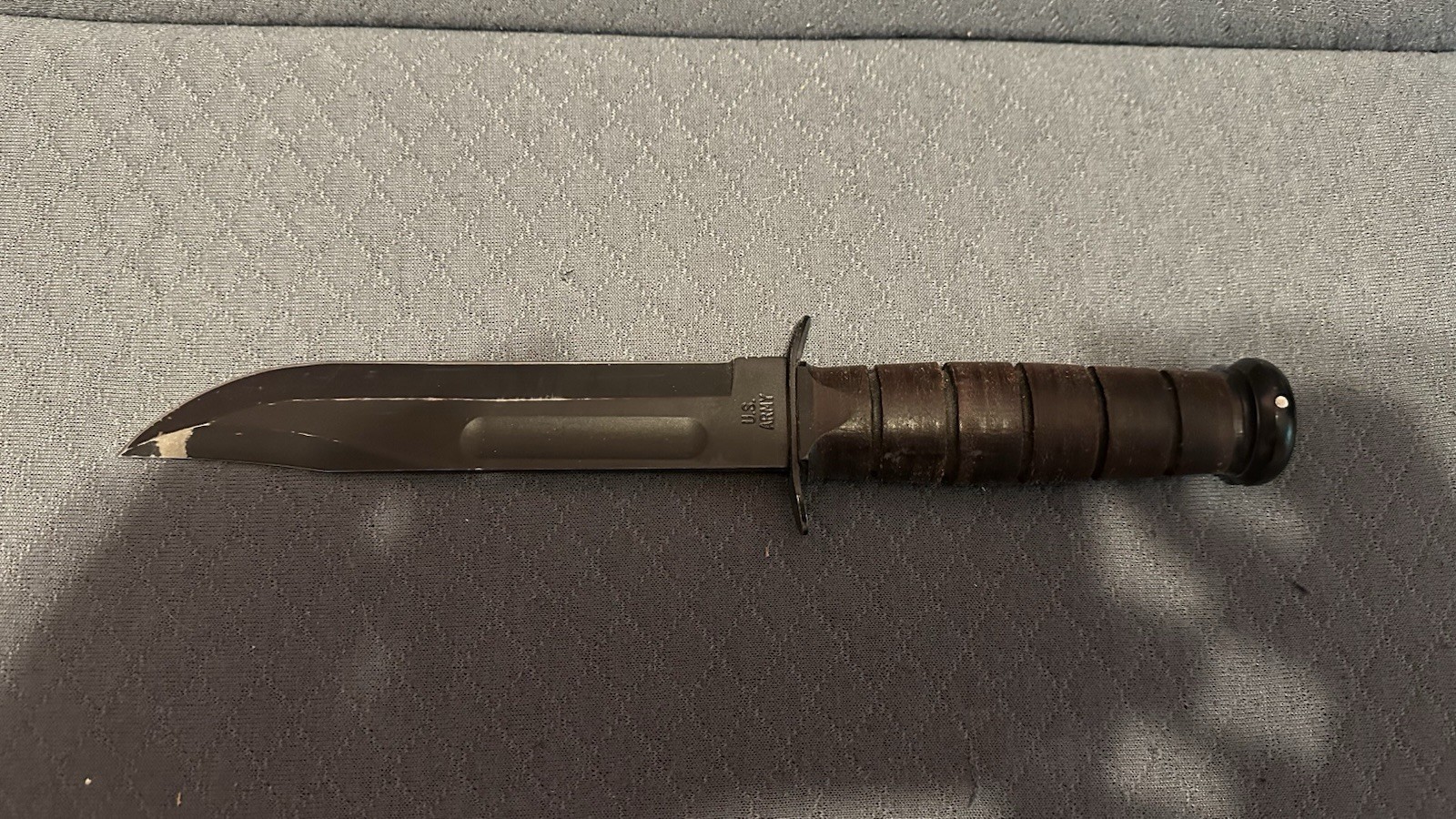 United States US Army Ka-bar 7 Inch Smooth Edge Knife With Sheath