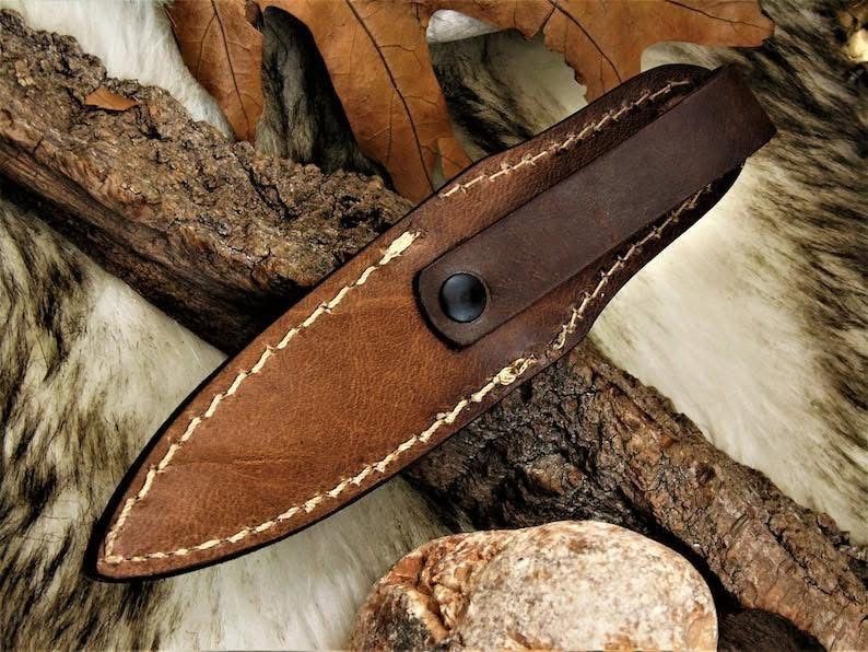 Handmade Damascus Hunting Knife | Fixed Blade Bowie Knife | Stag Horn Handle | C