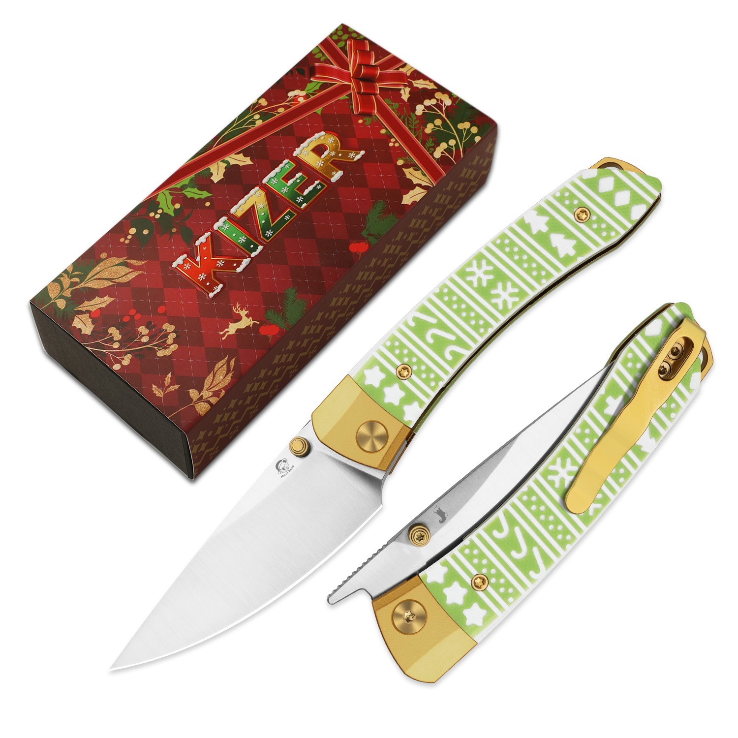 Kizer Mini MoMo Christmas Gift Folding Knife S45VN Blade Aluminum & G10 Handle