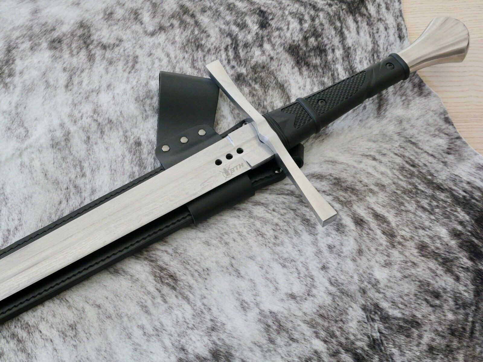 45” Medieval Longsword Two Handed Razor Sharp 7mm Thick Blade SHARP Double Edge