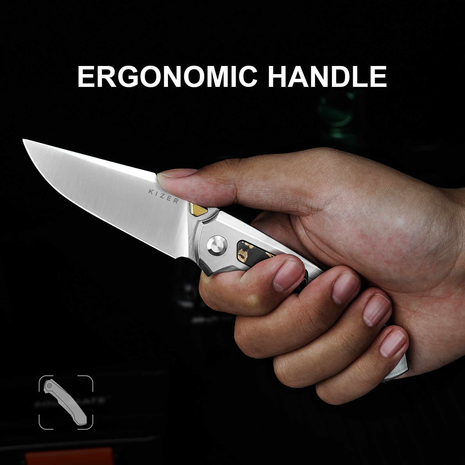 Kizer Feweed Clip Point Folding Pocket Knife Z-Wear PM Blade Titanium Handle