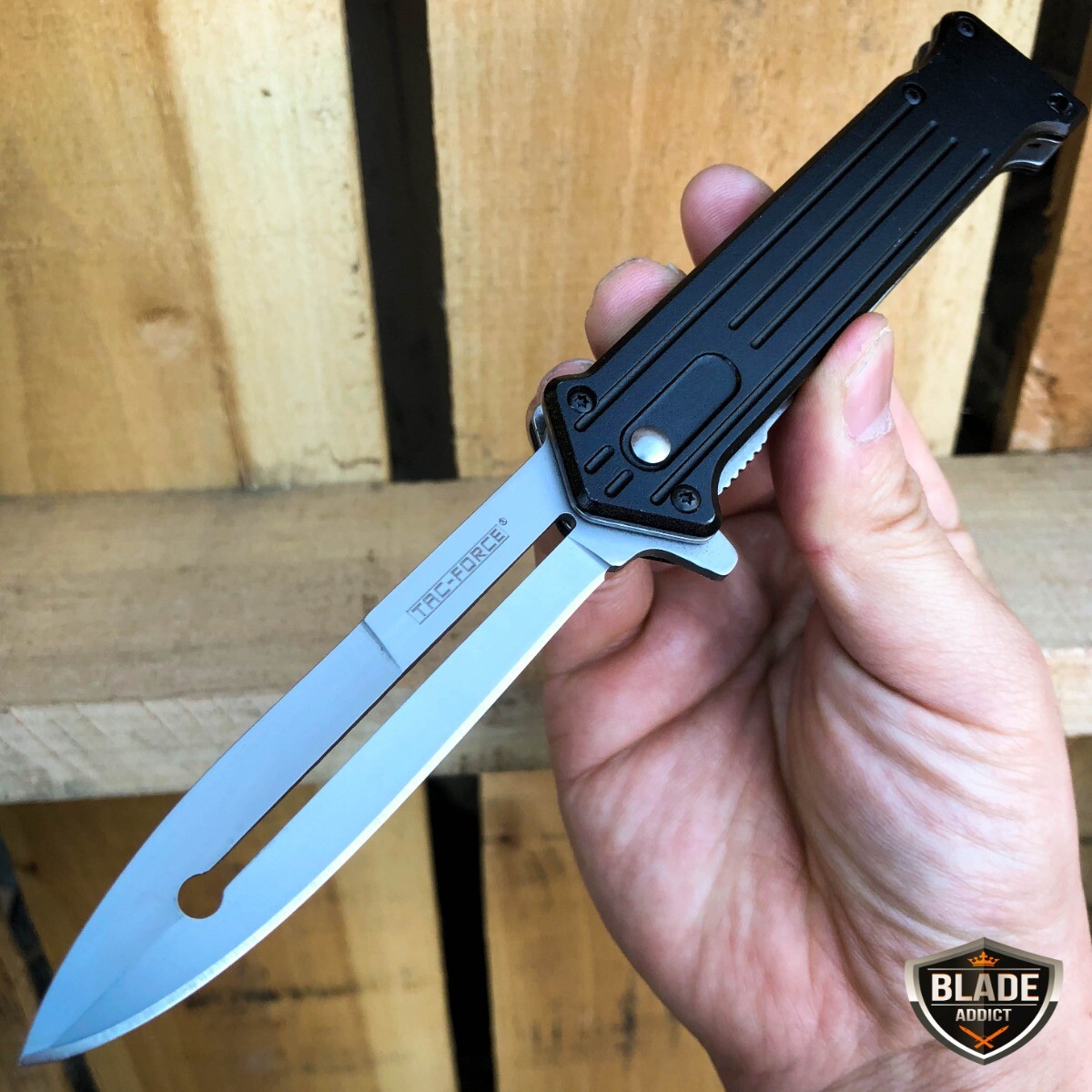 8″ JOKER Spring Assisted STILETTO Folding Pocket Knife Blade Batman Dark Knight