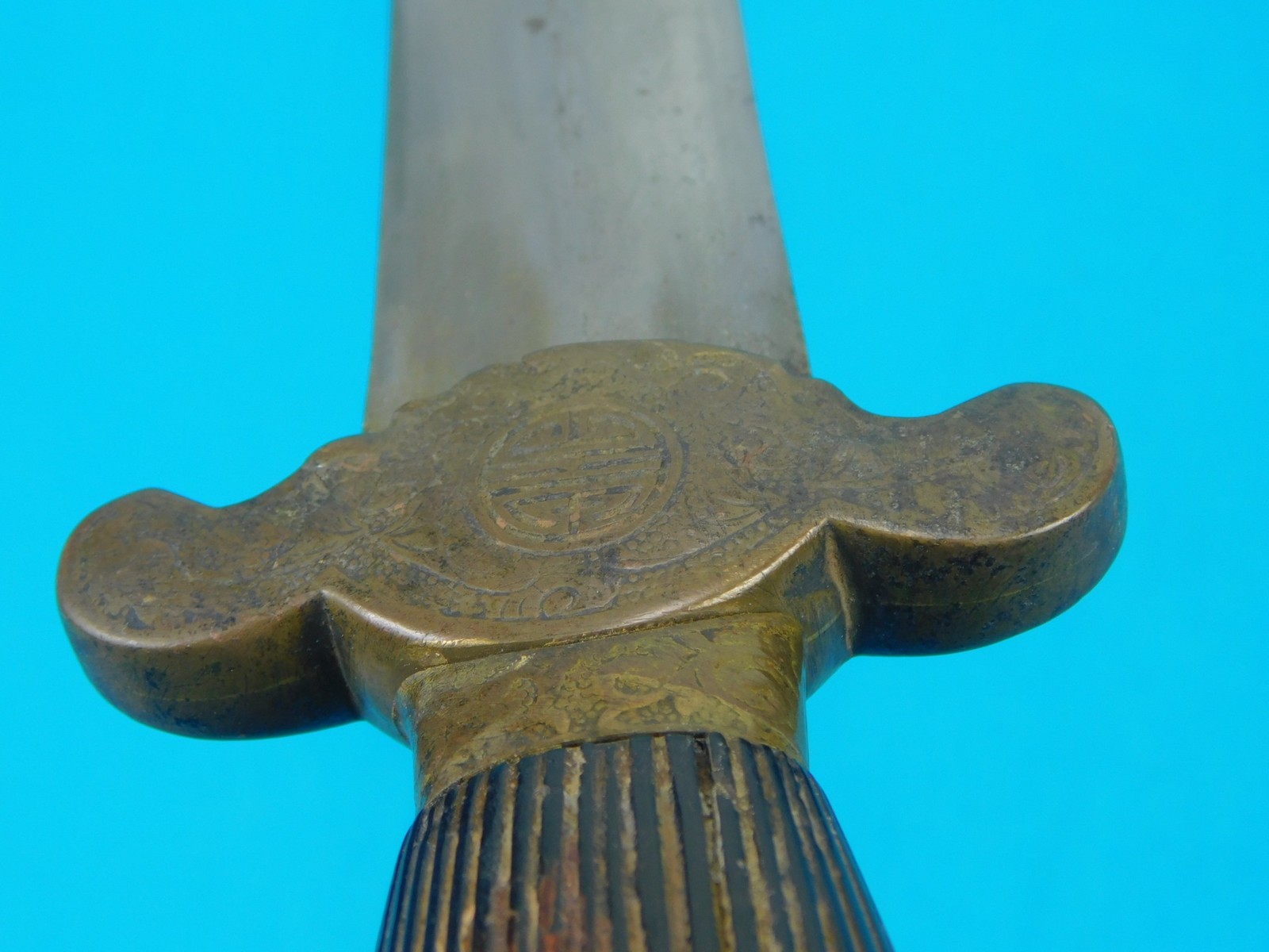 Antique Old 19 Century Chinese China Short Sword w/ Scabbard
