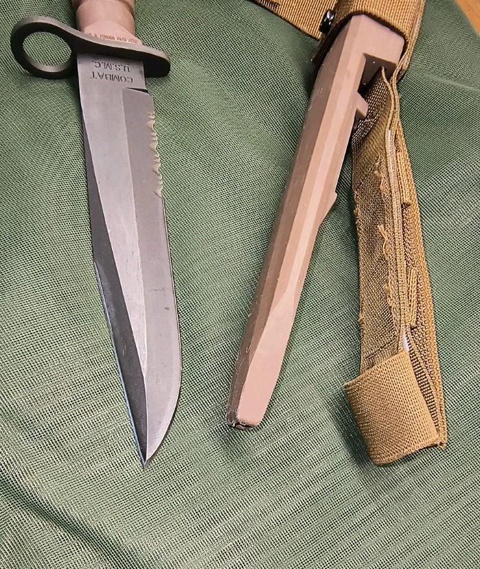 Vintage OKC3S OKC-3S Knife USMC Marine Corps Bayont Ontario Knife Co & Scabbard