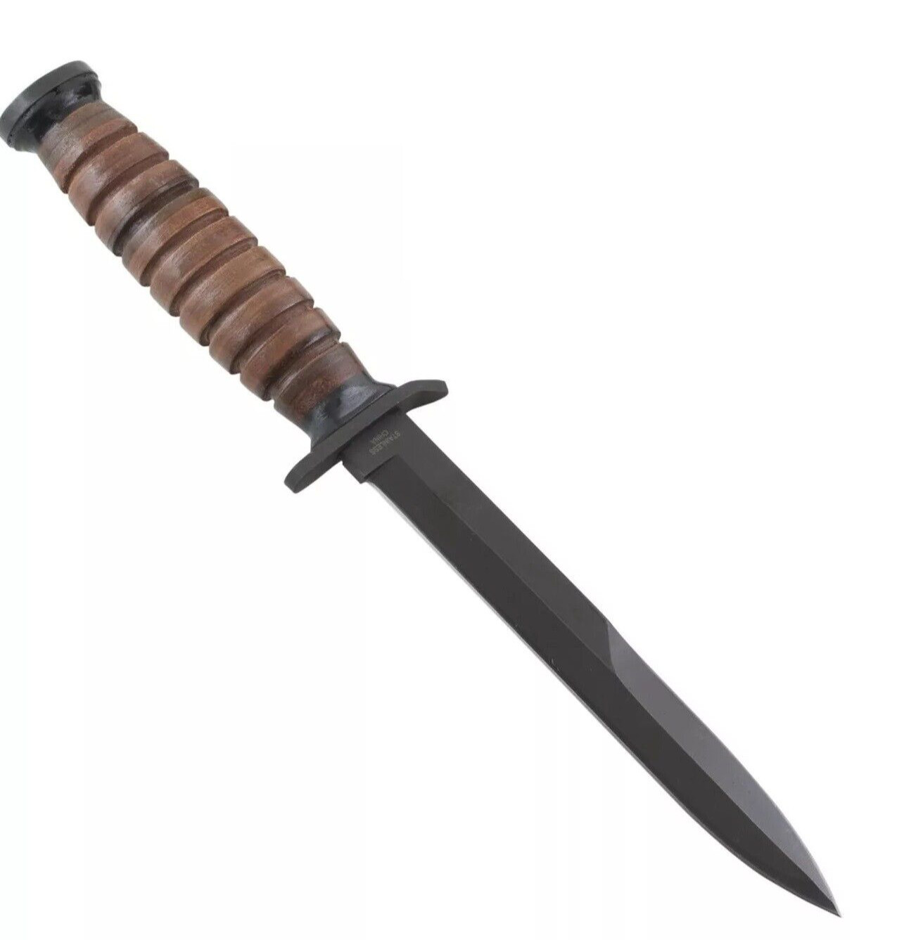 WWII Knife M3 Reproduction Stacked Leather Grip Dagger World War II Replica NEW
