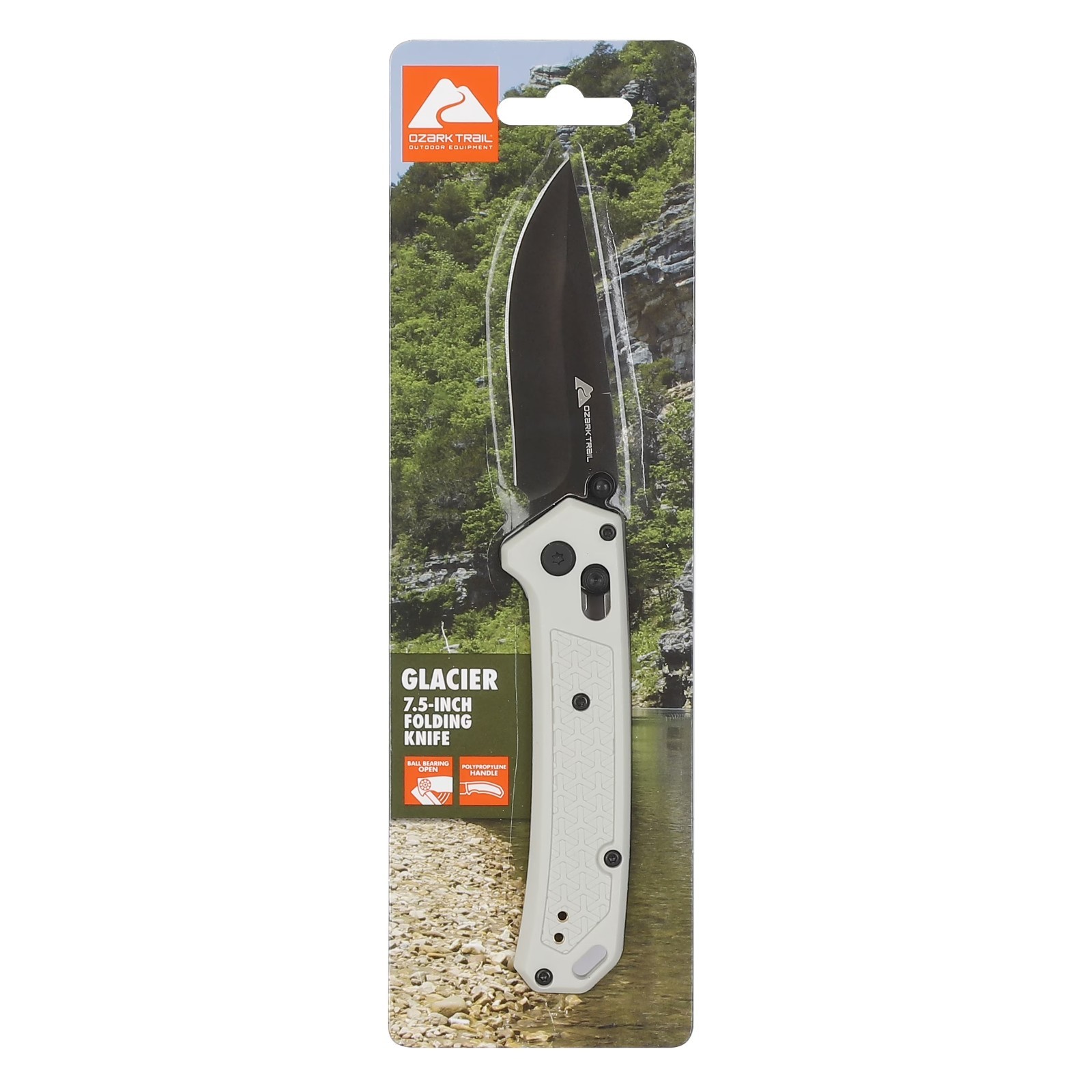 Ozark Trail Glacier 7.5 Inch Folding Knife White w/ Shaft Lock