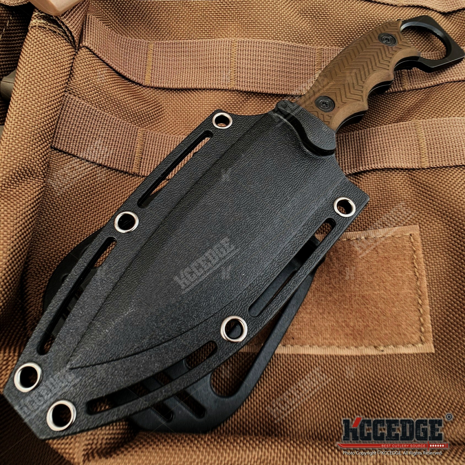 9″ Full Tang Fixed Blade Tactical Survival Knife Coyote Brown w/ Sheath