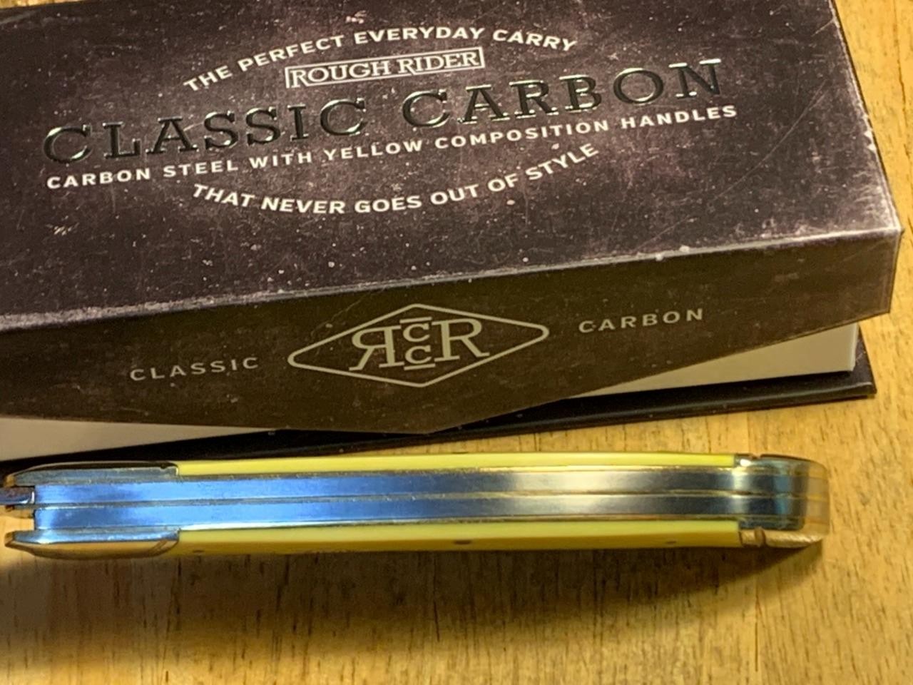 Rough Rider Classic Carbon Yellow 2 Blade Folding Hunter 5 1/4″ Knife RR1742
