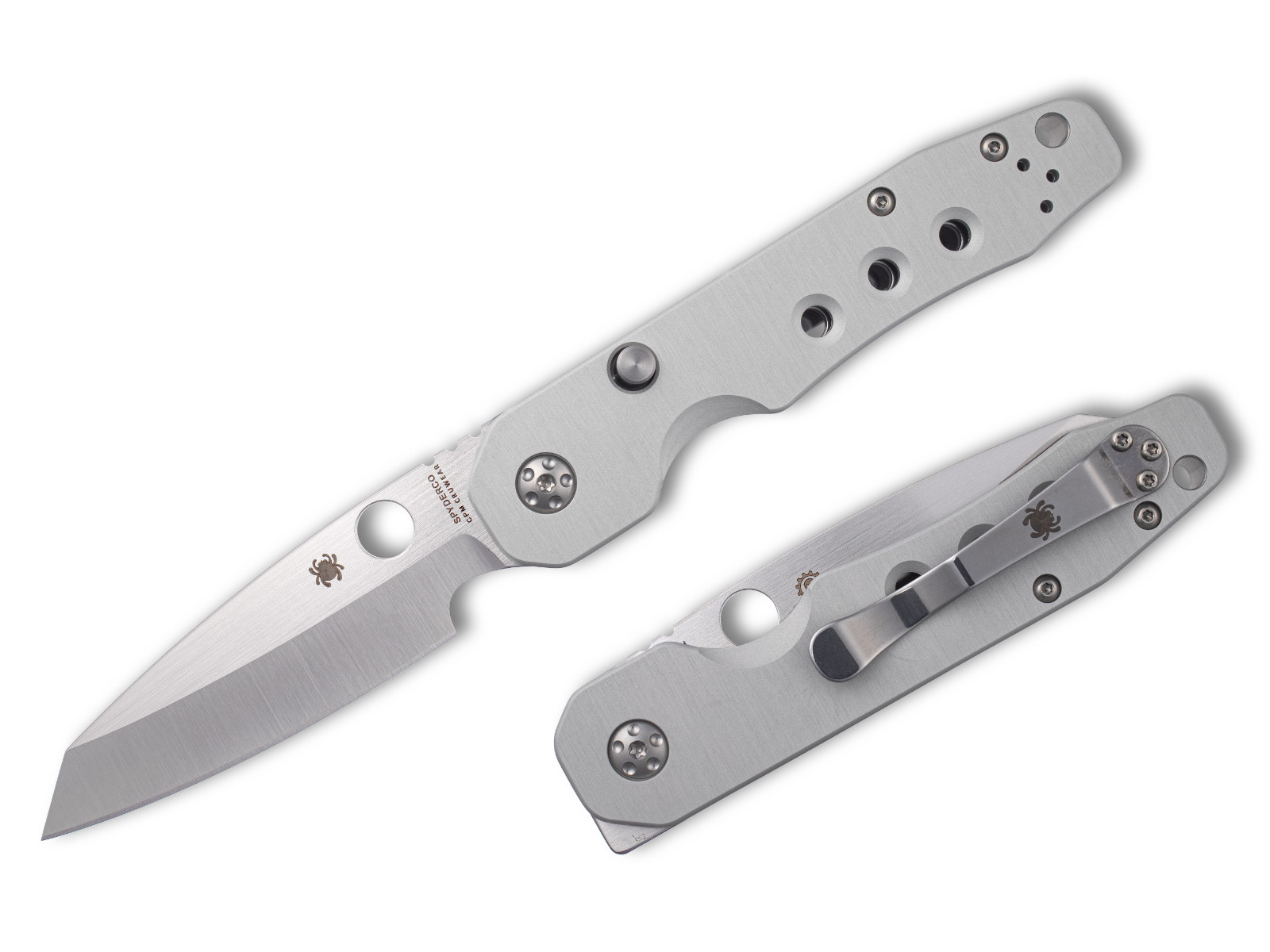 Spyderco Smock CPM-CruWear Satin Blade Satin Aluminum Handles C240ALCWP