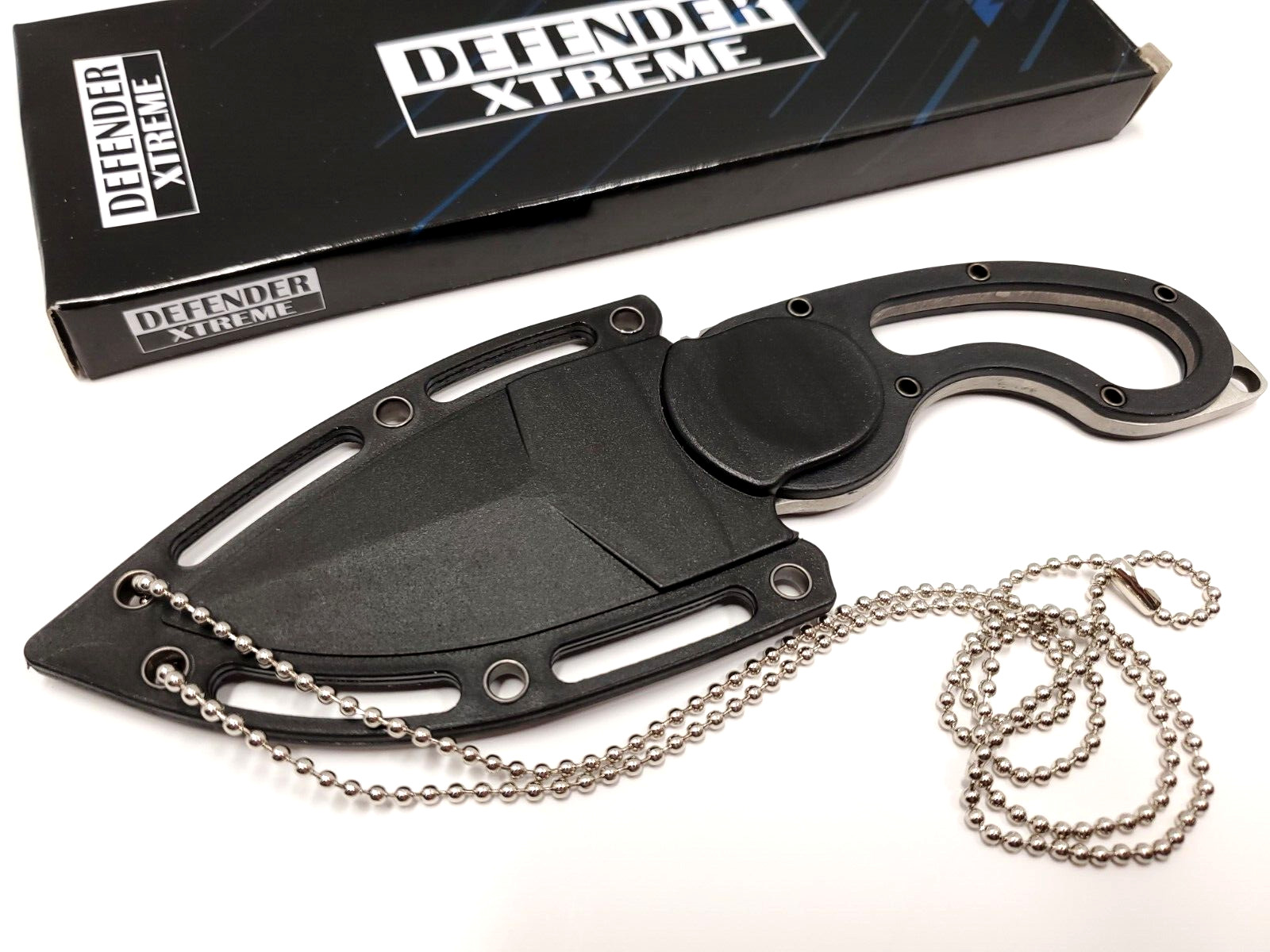 Concealed Carry Full Tang Fixed Blade Boot Neck Knife w/ Finger Hole EDC Sheath