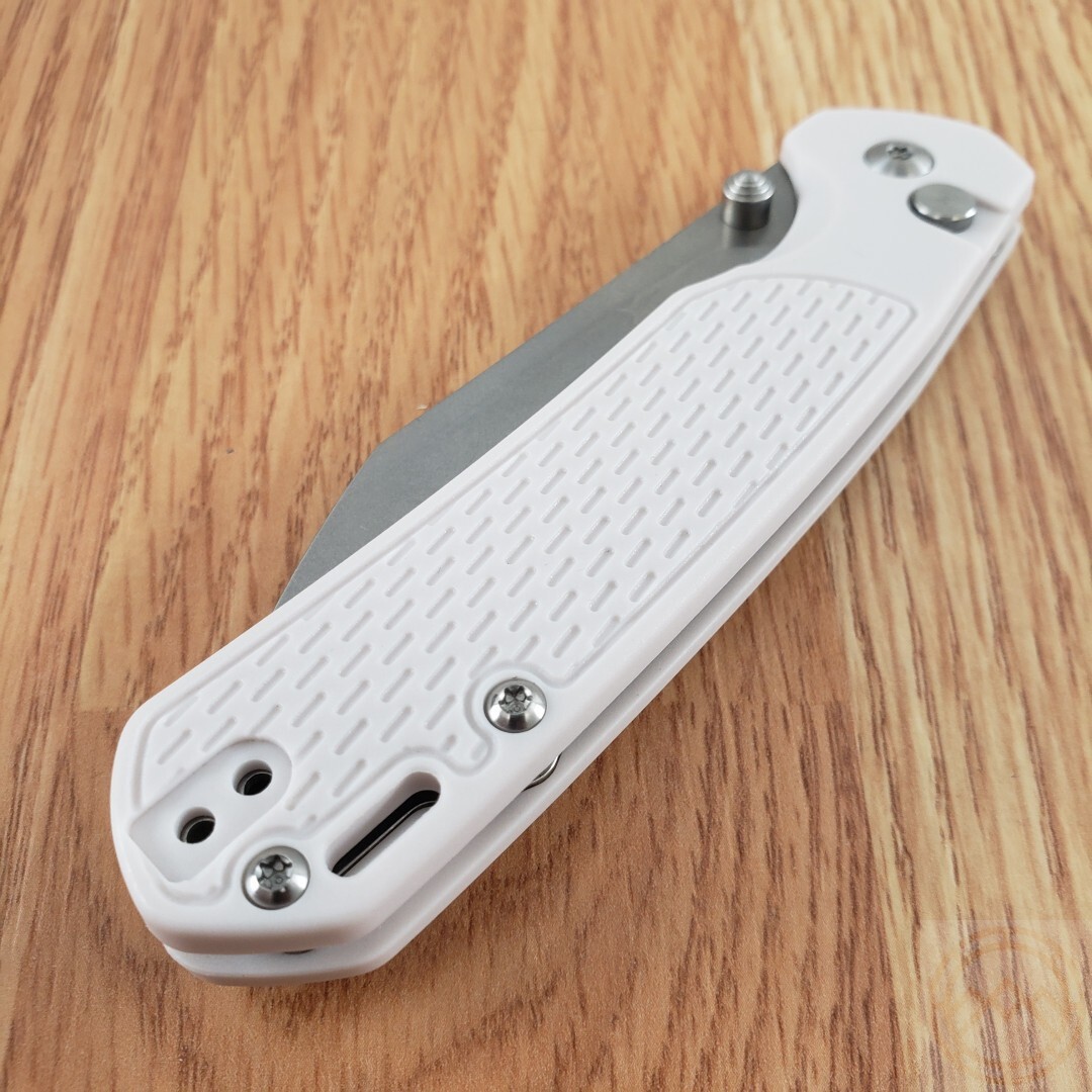 CJRB Pyrite Folding Knife 3.25″ CPM S90V Steel Blade Light Gray FRN Handle