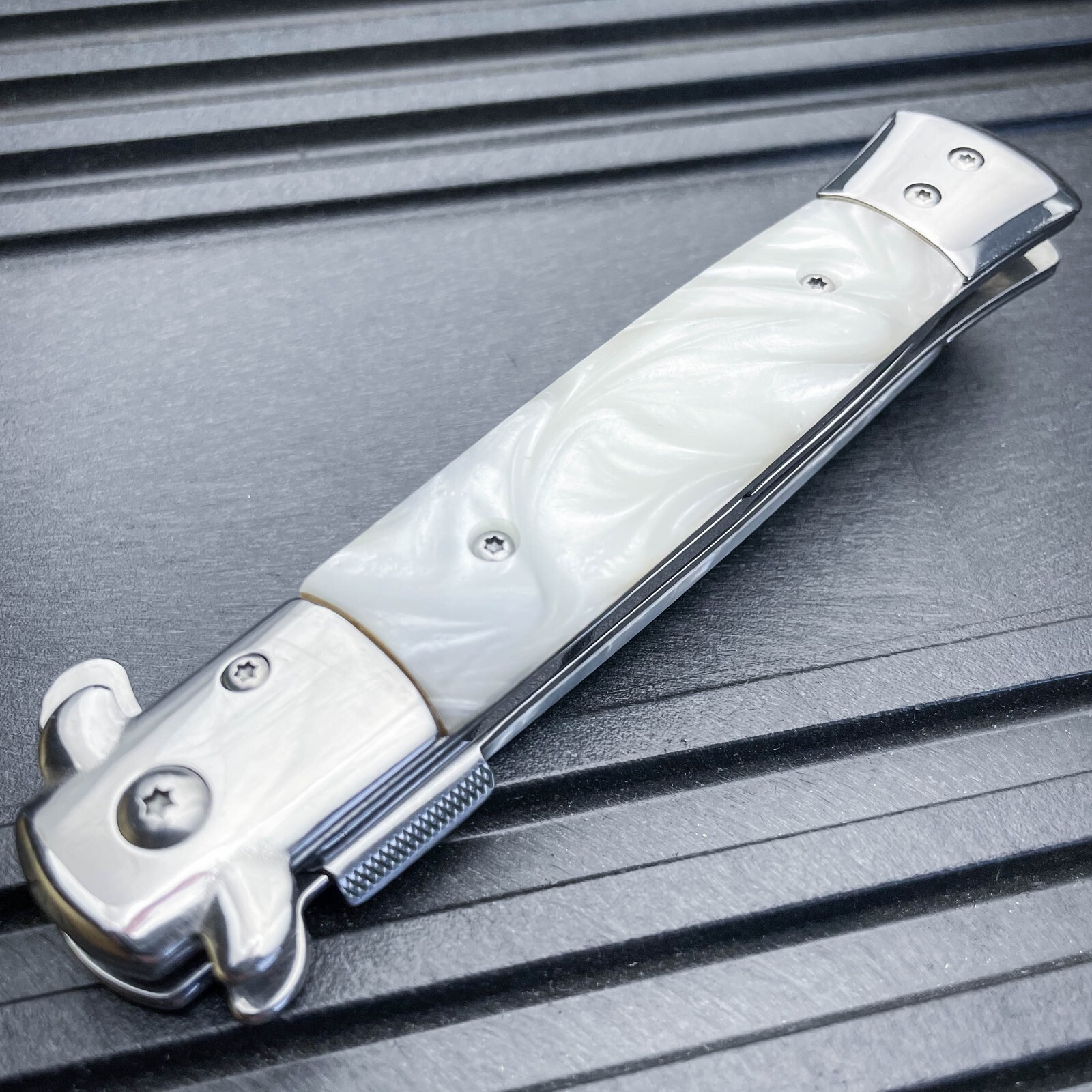 9″ Tactical Pearl Spring Assisted Open Blade Folding EDC Pocket Knife with Clip