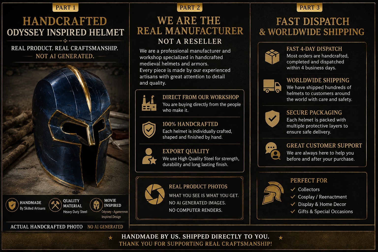 Agamemnon Helmet with Crest – Greek Warrior Replica Armor