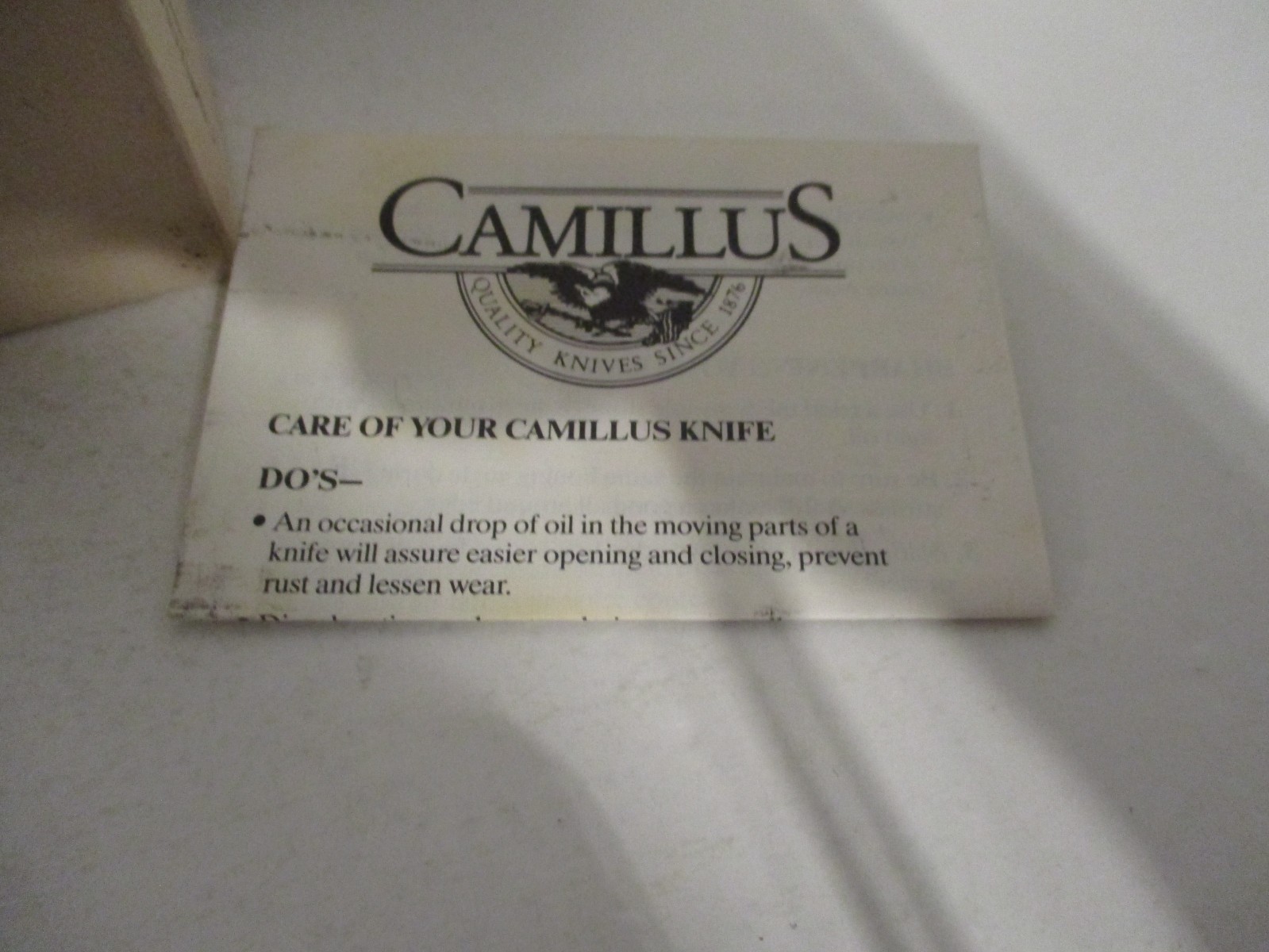 Camillus USMC Marine Raider Stiletto WWII 1990 Reproduction w/Sheath in Box