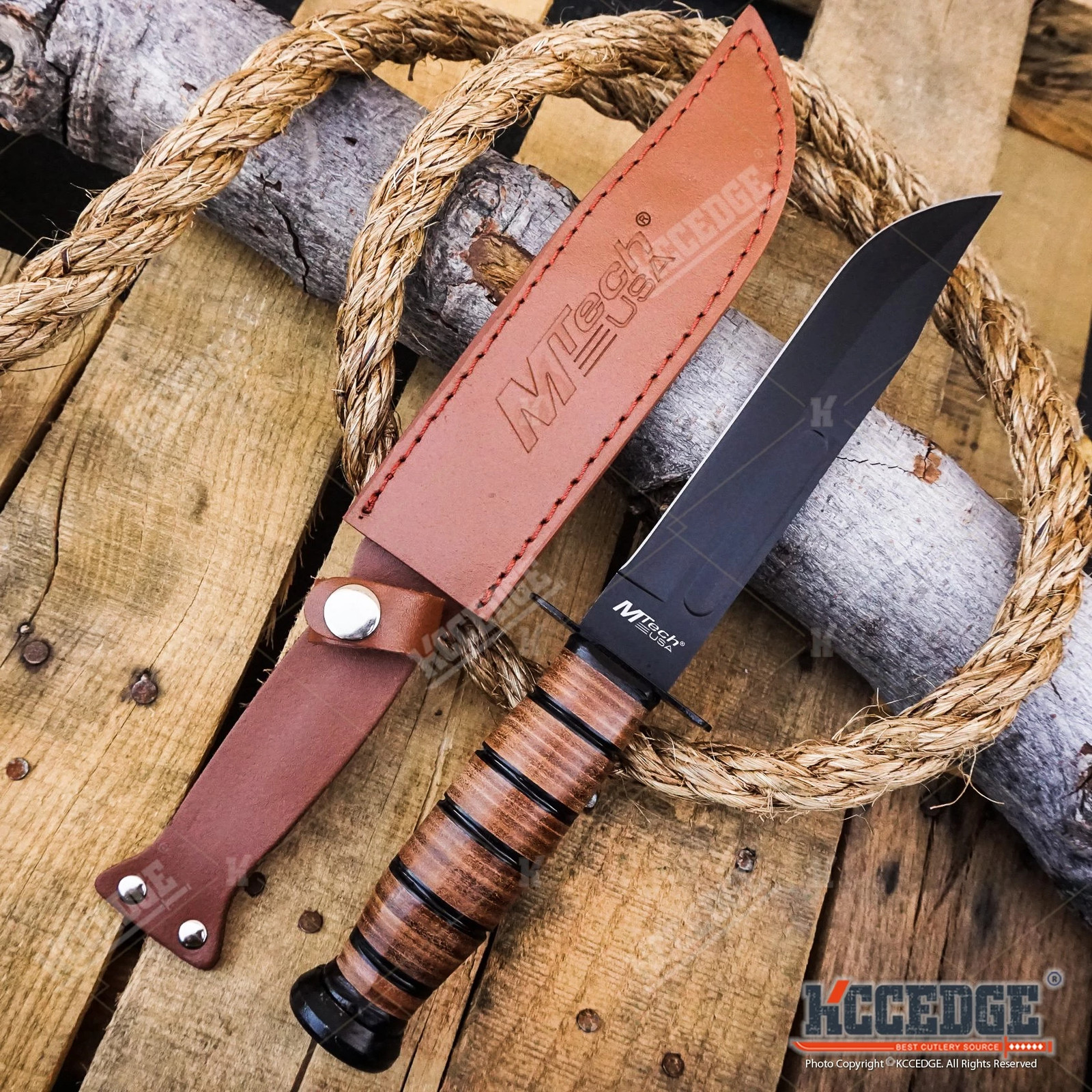 WARTECH 12″ MILITARY USMC Tactical Fixed Blade Fighting Knife Black Coated Blade