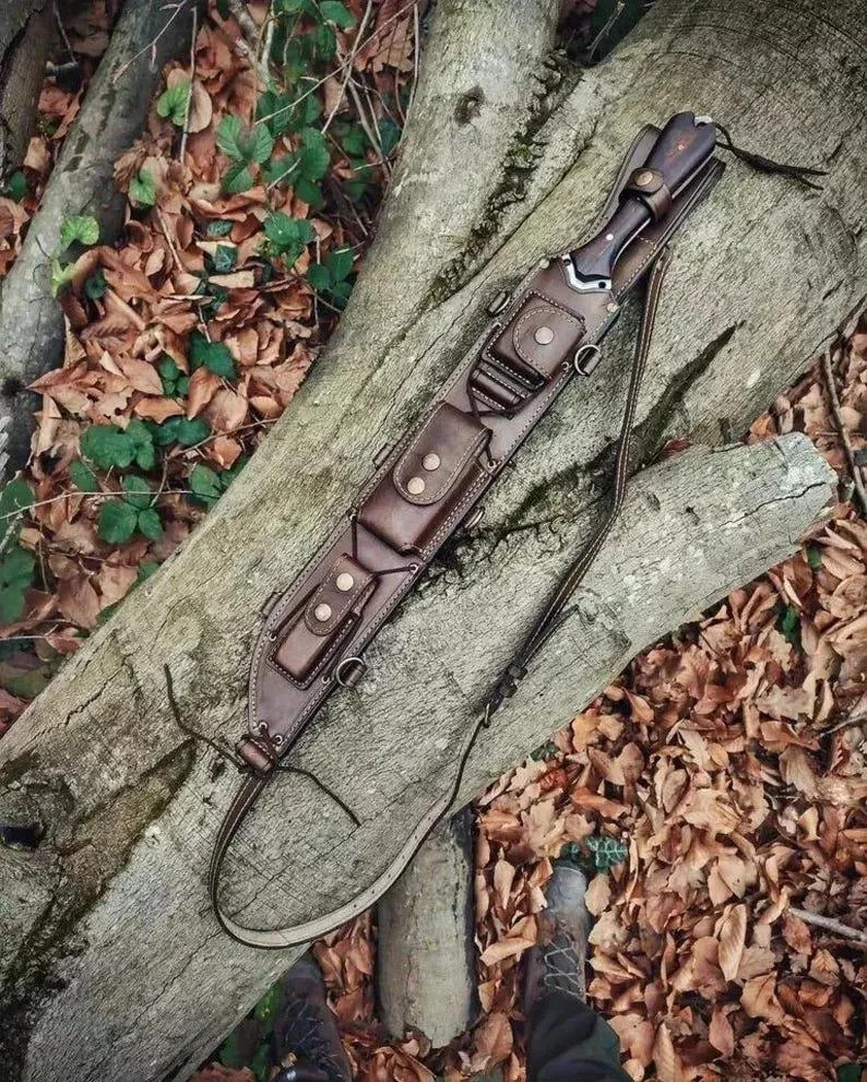 Handmase Full Tand Sword 25 Inches Wood Handle Camping Sword With Leather Sheath