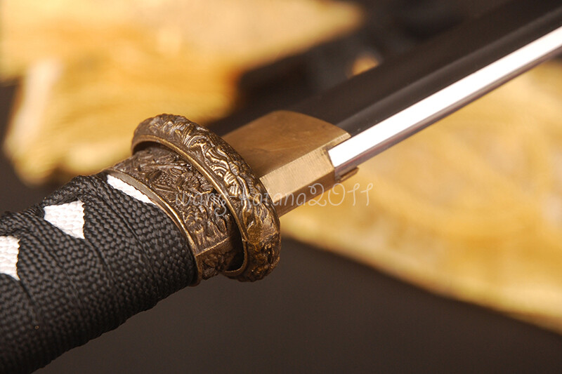 16» Handmade Sharp Short Knife Black Japanese Samurai Tanto Sword Self-defense