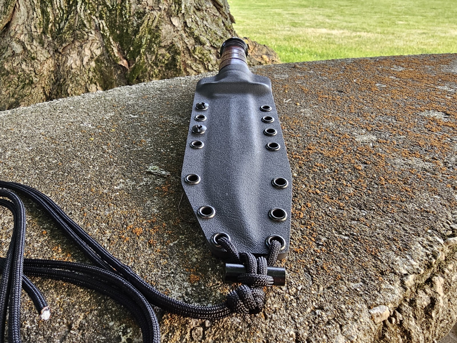 KA-BAR USMC Custom Kydex Sheath, PANCAKE, DANGLER, Mini Firesteel, Paracord(Blk)