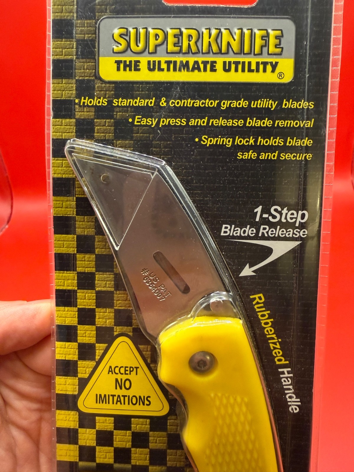Superknife SK Edge Folding Utility Knife NIB Yellow Rubberized China