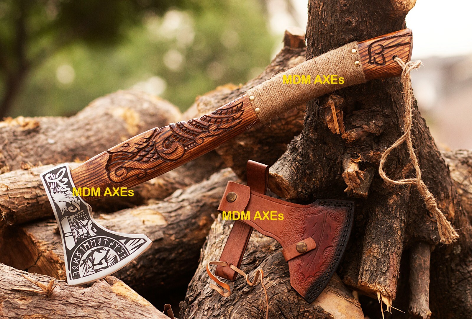 CUSTOM HAND FORGED DAMASCUS STEEL VIKING BEARDED CAMPING HATCHET TOMAHAWK AXE AX