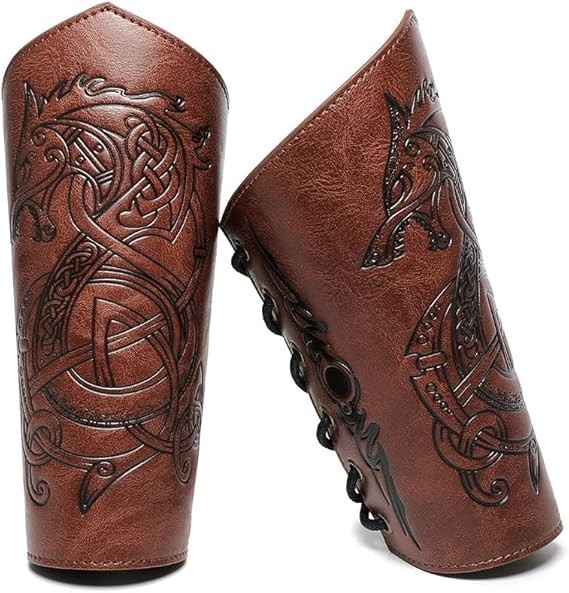 Medieval Leather Bracers Dragon Embossed Viking Leather Bracers Leather Arm A…