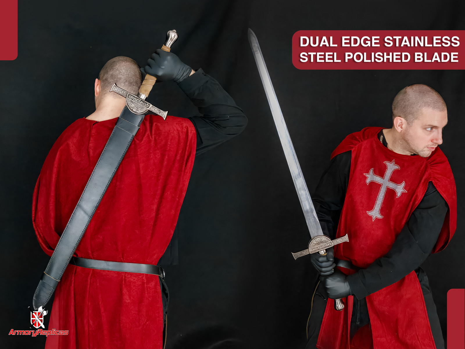 Medieval Macleod Clansman Connor Longsword Replica Stainless Steel Blade