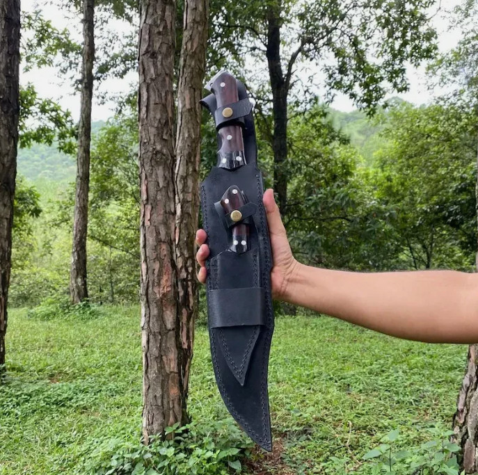 Custom Handmade Carbon Steel Blade Survival Bowie Knife- Hunting Knife Camping