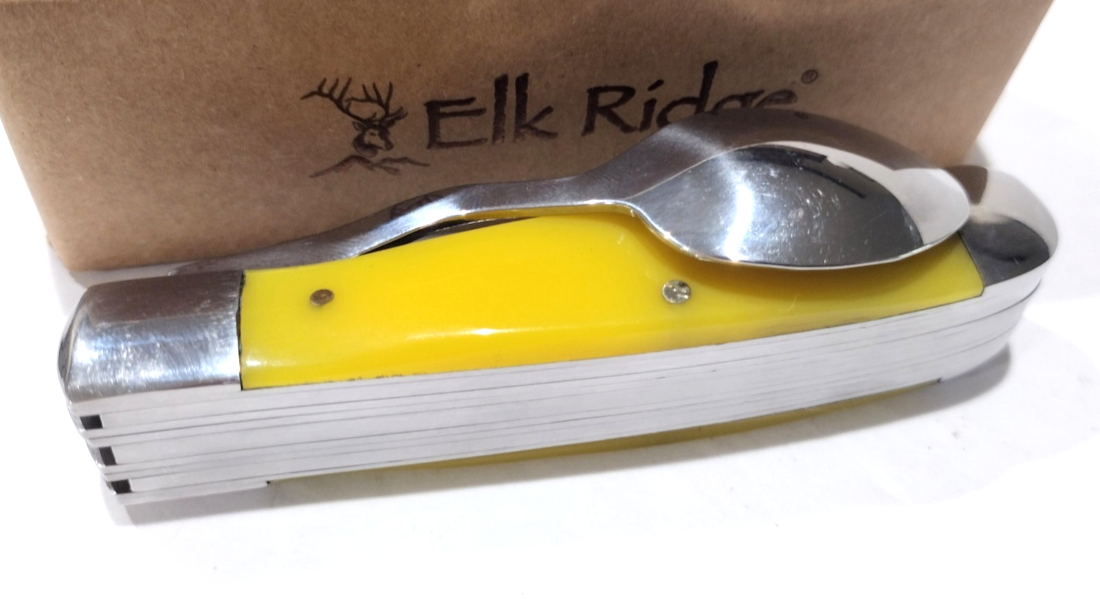 Elk Ridge Yellow HOBO Folding Knife Fork Spoon Utensil Boy Scouts Camping Tool
