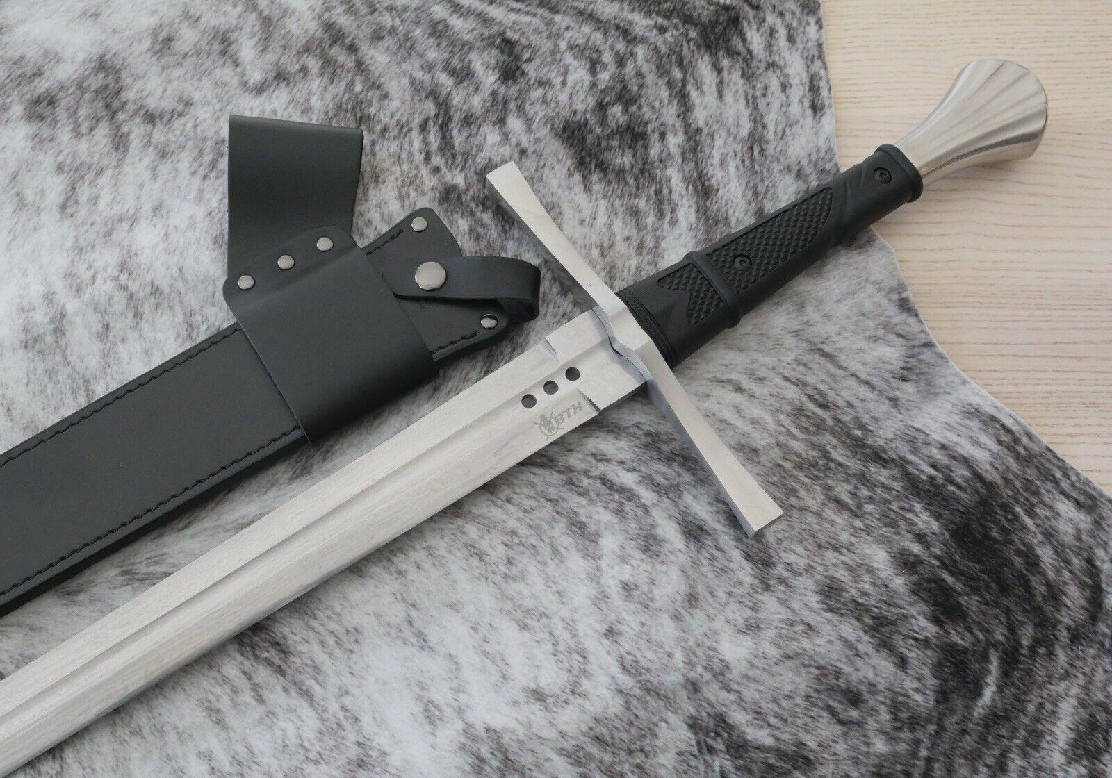45” Medieval Longsword Two Handed Razor Sharp 7mm Thick Blade SHARP Double Edge