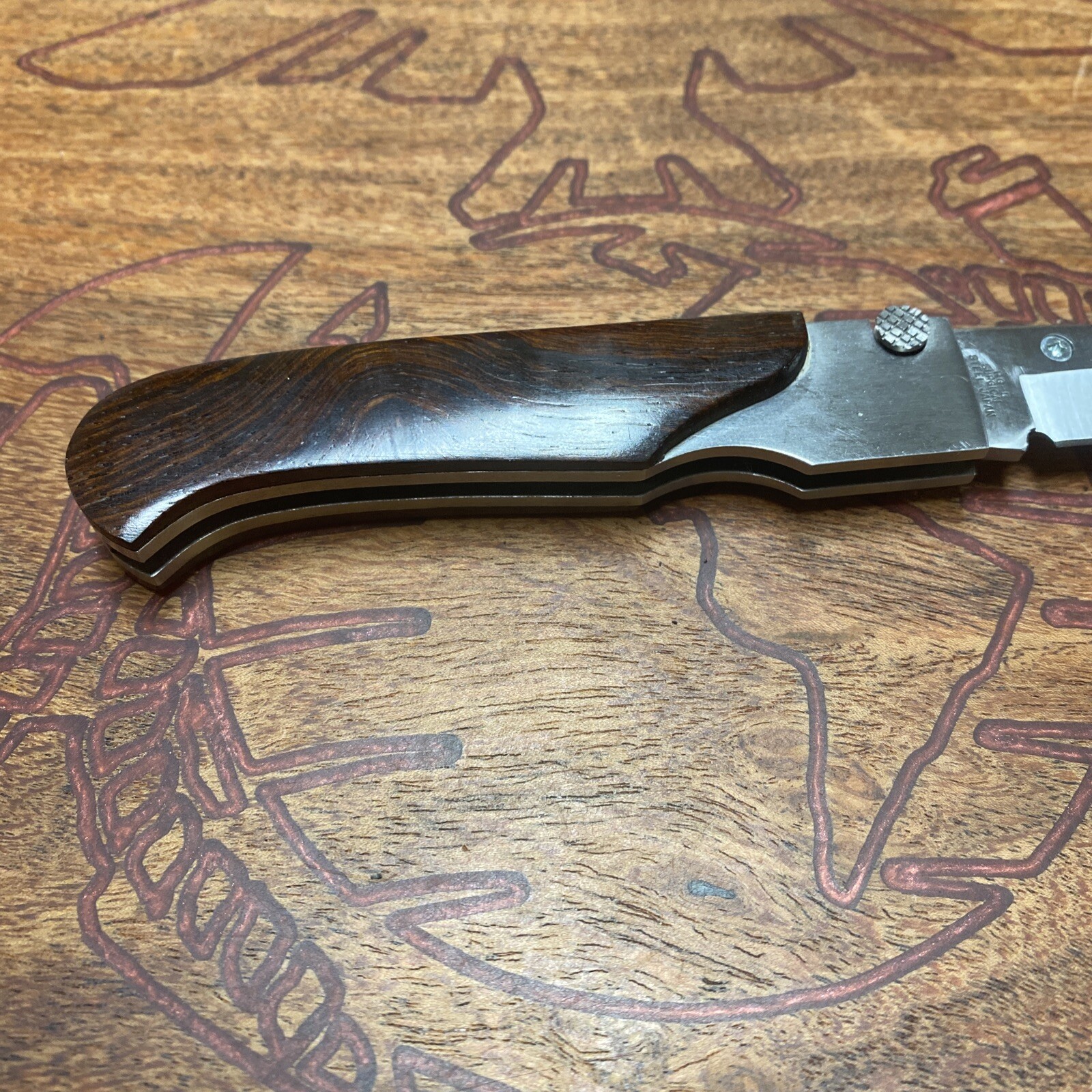 Vintage/Rare Rigid Knife RG-5 Top Lock – Wood Scales Folding Pocket Knife- Japan