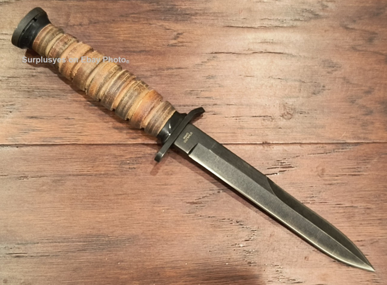 WWII M3 Trench Fighting Combat Knife Stacked Leather Tactical Reproduction