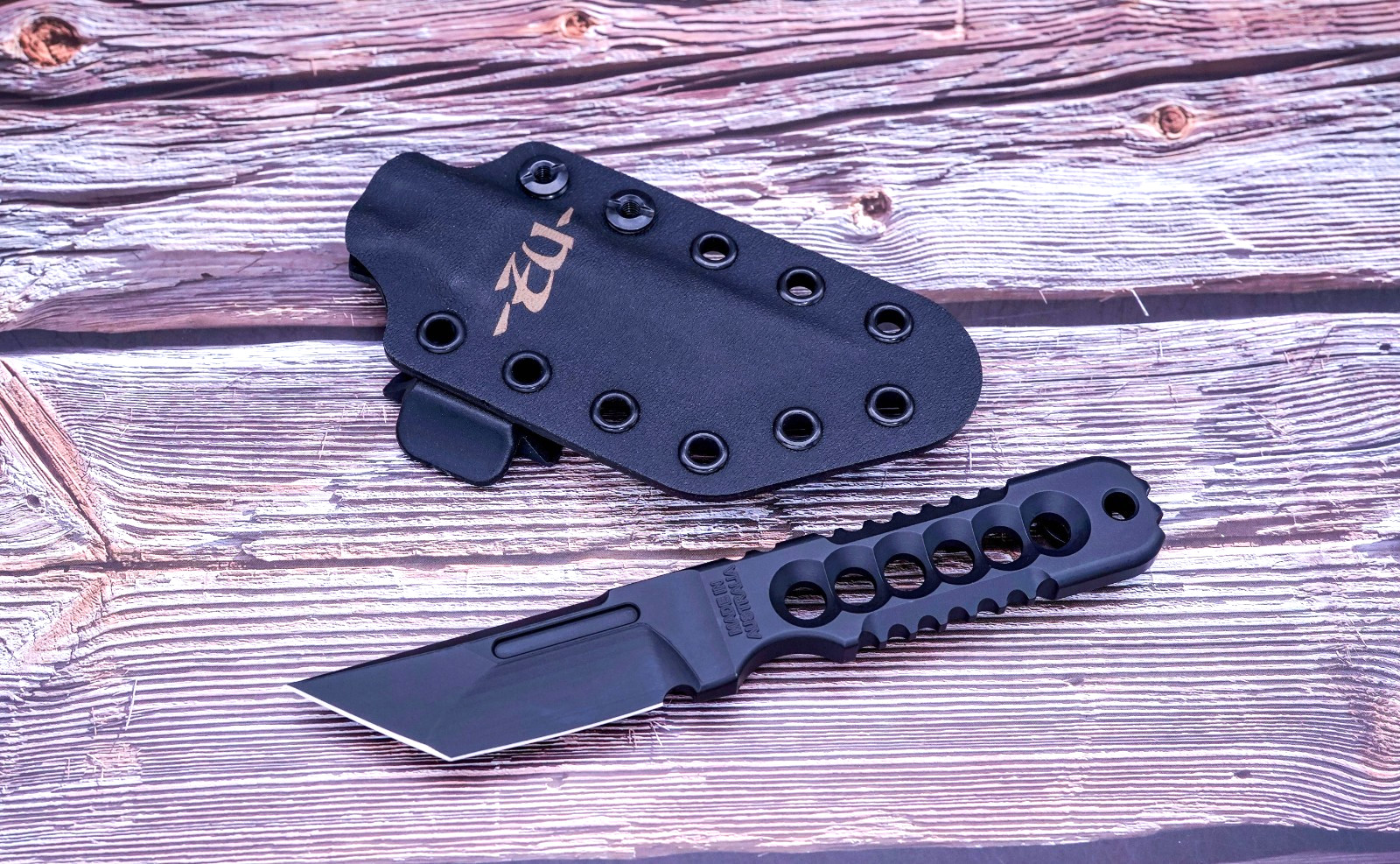 ZU Bladeworx Mekanik Fatmek, Cryodur A2, Black Cerakote Finish, Blk Kydex Sheath