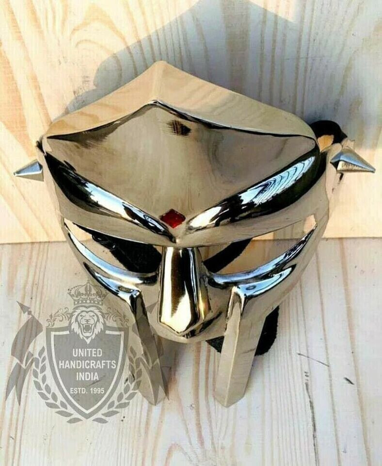 MF Doom Mask Gladiator Mad-villain 18G Steel Brass Face Armor Medieval Helmet
