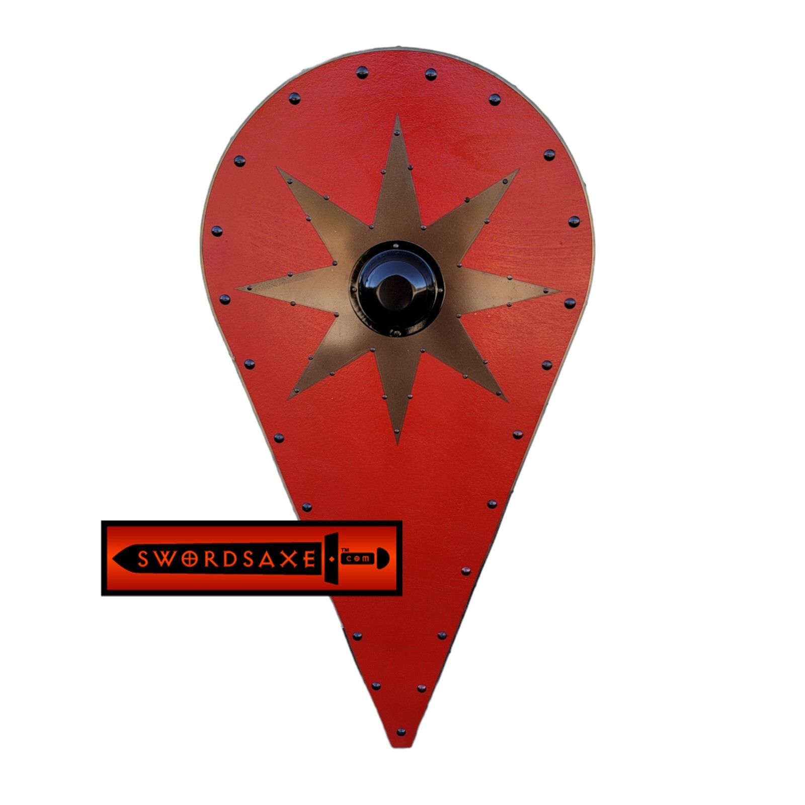 4 feet Eight Pointed Chaos Star Battle Ready Norse Viking Wood Huge Kite Shield