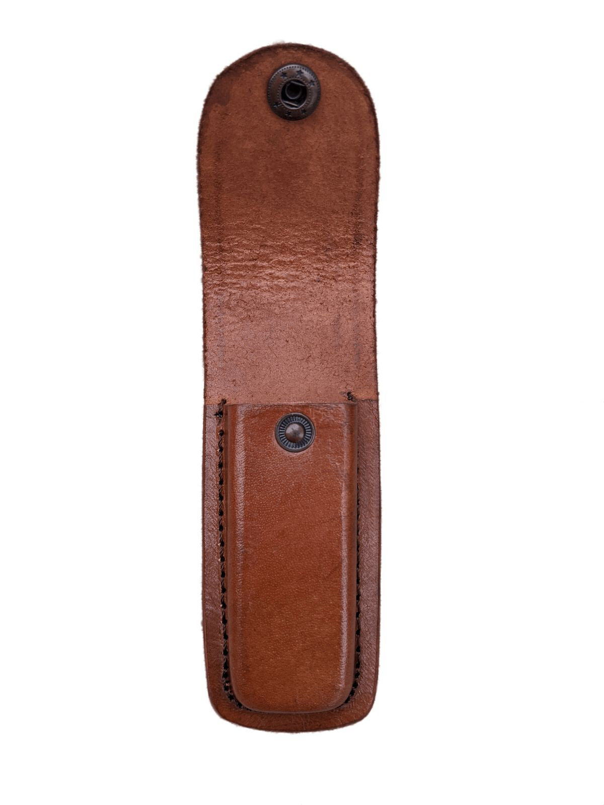 NEW Folding Pocket Knife Sheath 5″ Brown Genuine Leather Belt Case