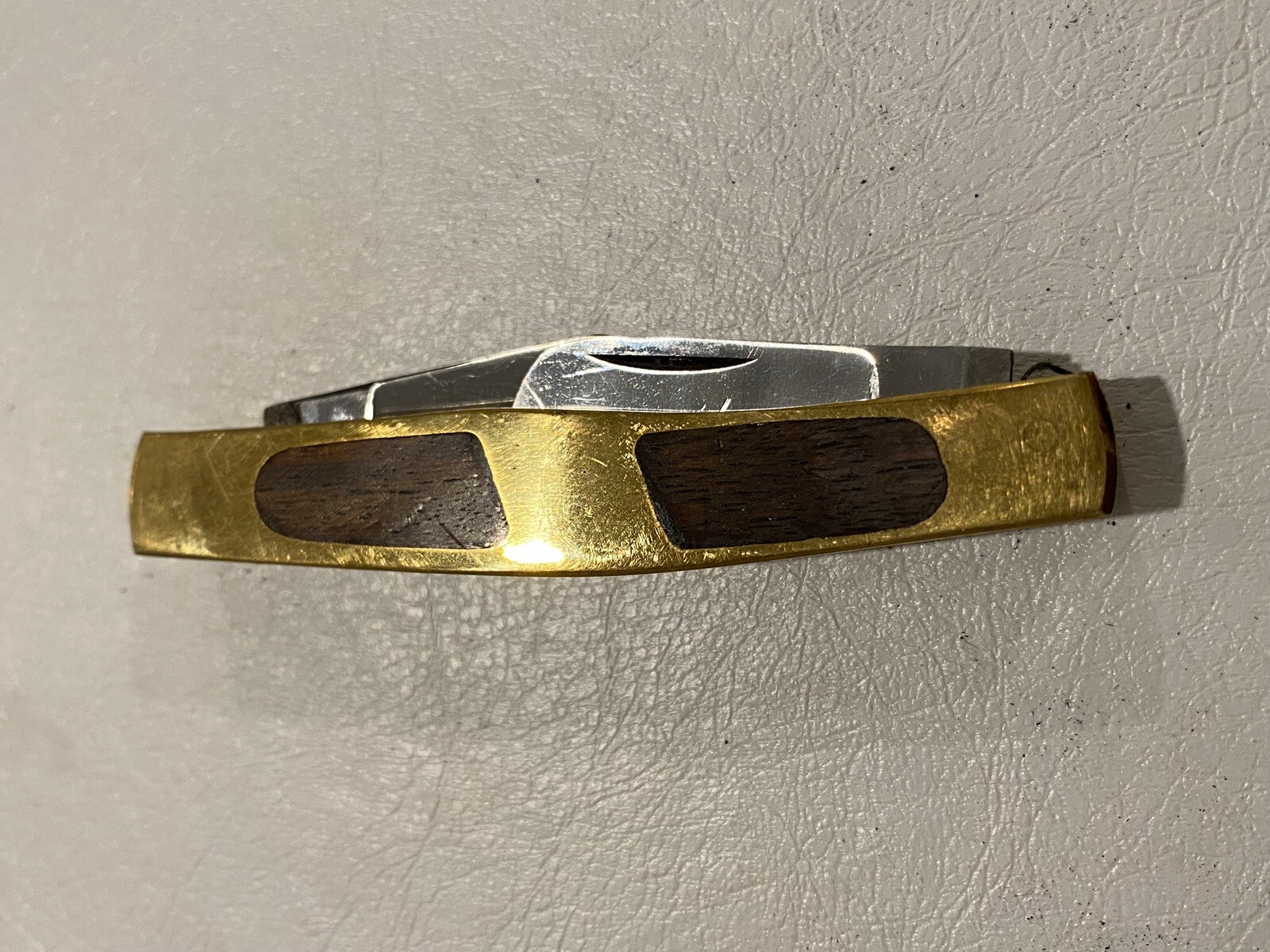 Vintage 3 Blades Knife Brass And Wood Nice