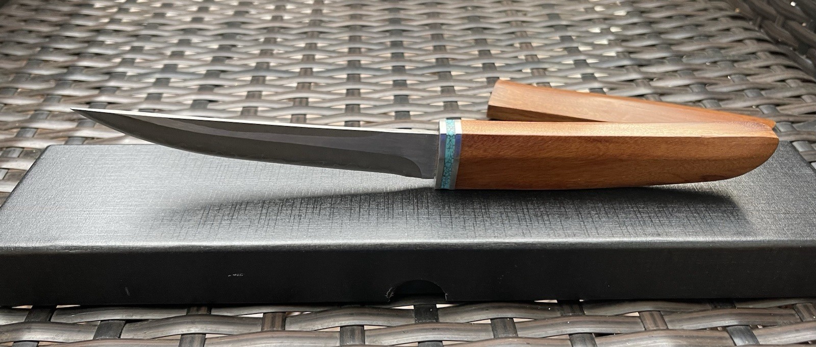 Japanese Fixed Blade Tanto Hand Forged Knife with Wooden Sheath