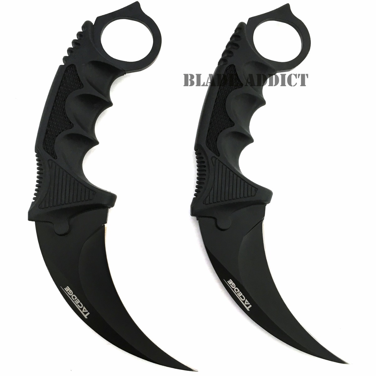 2 PC TACTICAL COMBAT KARAMBIT KNIFE Survival Hunting BOWIE Fixed Blade w/ SHEATH