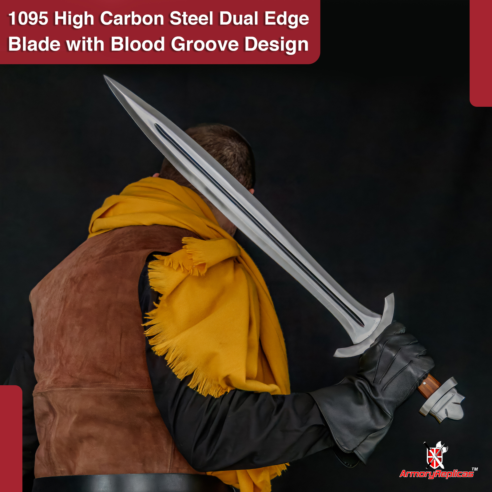 Hand Forged Functional Full Tang 1095 High Carbon Steel Viking Sword w/ Sheath