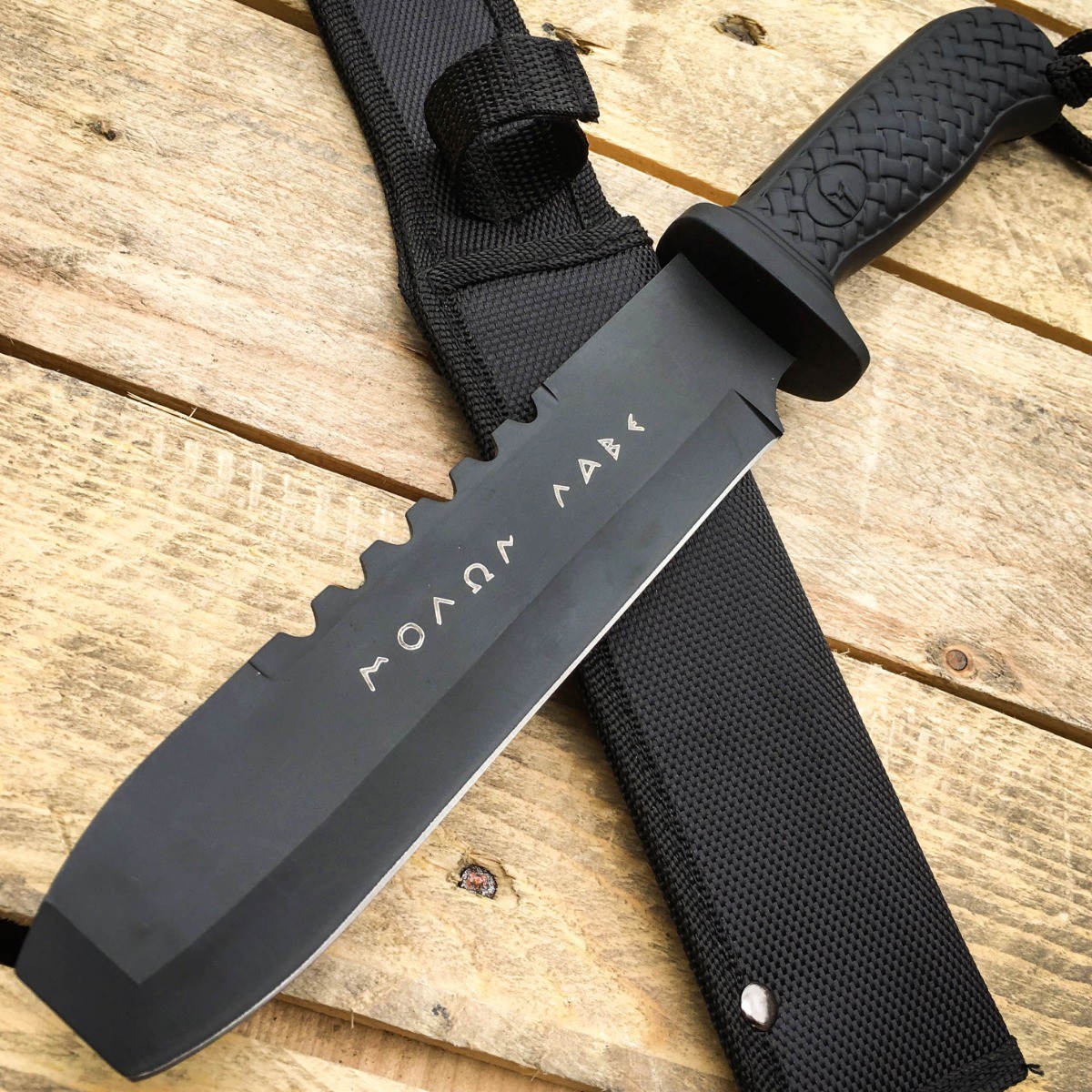 Greek Warrior Hunting Camping Fixed Blade Survival Bowie Tactical Knife + Sheath