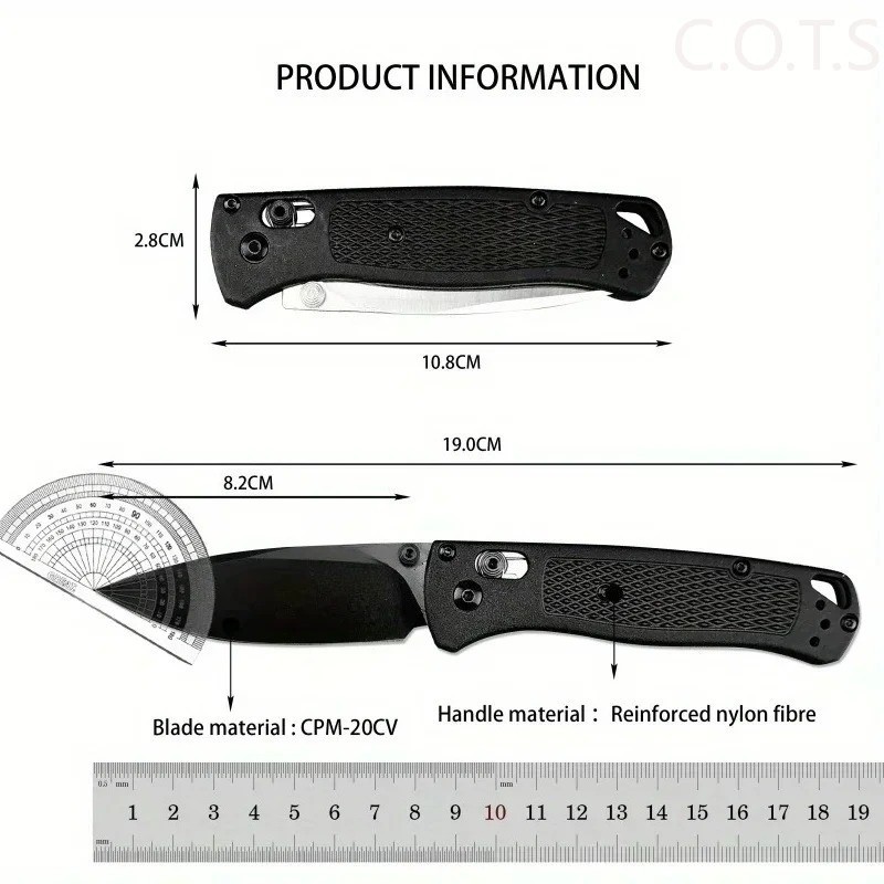 Manual Folding Custom 535 Pocket Knife 440CSteel Blade Nylon Glass Fiber Handle