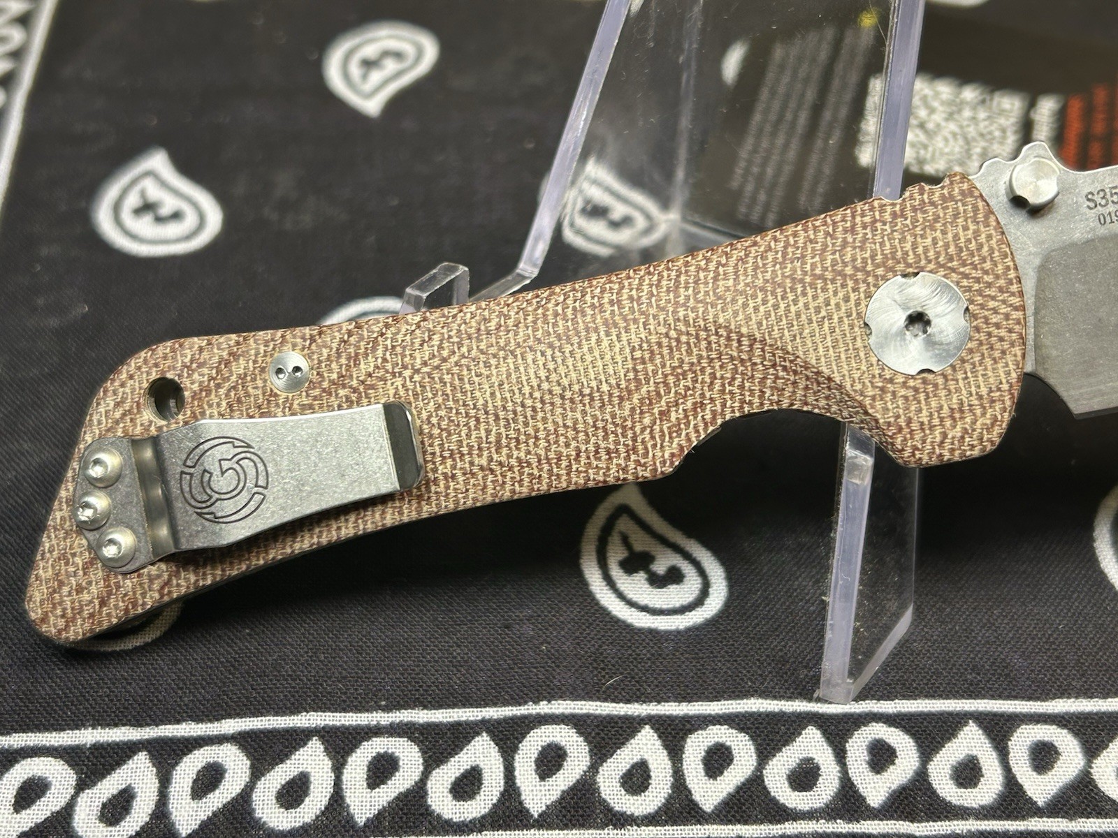 🔥New Southern Grind Spider Monkey Natural Micarta And Titanium Liners S35VN #2