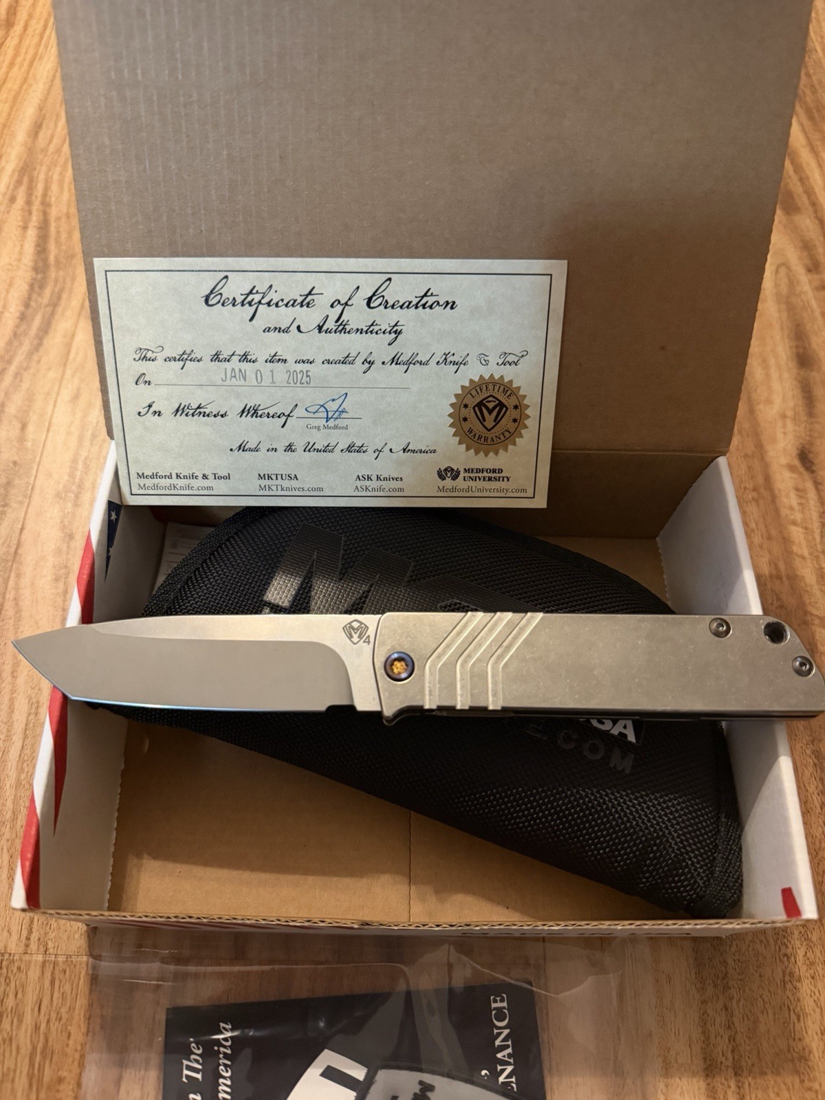 Medford Antik Framelock Titanium Folding S45VN Pocket Knife 2144PD01TM