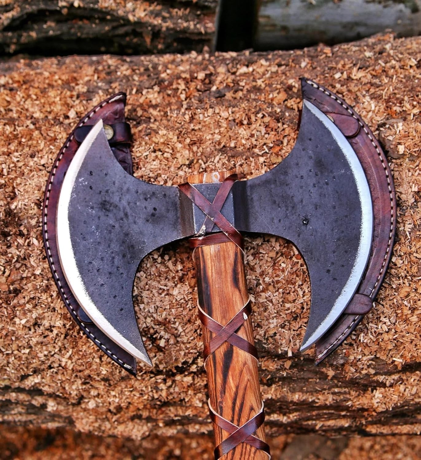 Two Handed Large Berserker Axe, Norse Scandinavian Double Handed Viking Axe