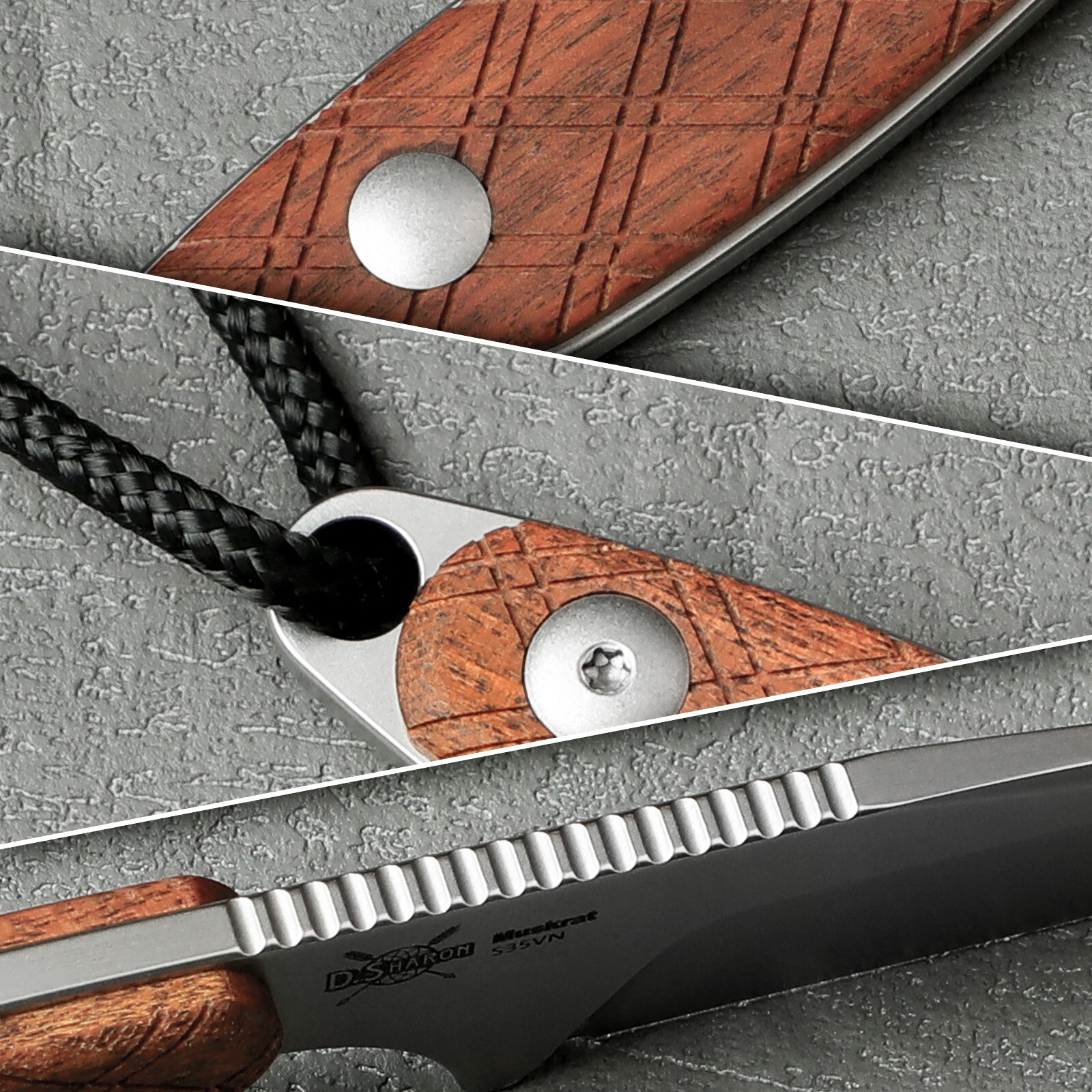 Kizer Muskrat Clip Point Fixed Blade Knife S35VN Wood Handle Stonewashed +Sheath